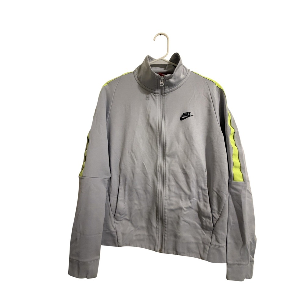VTG Nike Jacket Men's Medium Gray Neon Red Tag Full Zip Warm Up Track‎ Sport Y2K
